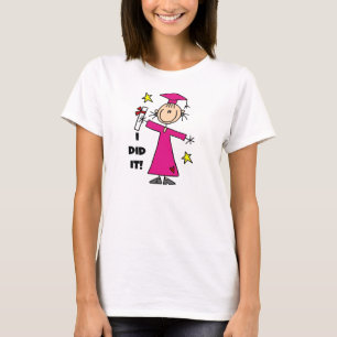 Rosa Strichmännchen-Mädchen-Absolvent T-Shirt