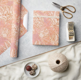 Rosa Strichzeichnung Tulpe Floral Geschenkpapier