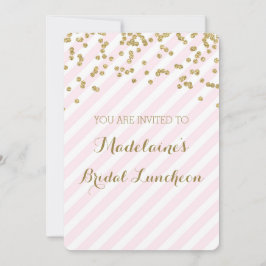 Rosa Stripes Goldbrautmittagessen-Einladungen Einladung
