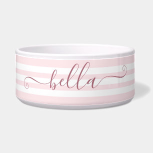 Rosa Stripes personalisierte Hundewasser-Schüssel Napf