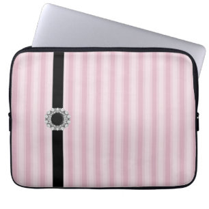 Rosa Stripes schwarzer Diamant-Laptop-Hülse Laptopschutzhülle