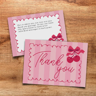 Rosa Stripte Vintage Kirschendusche Flat Dankeskarte