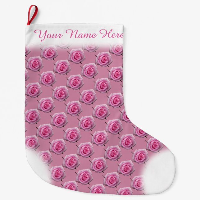 Rosa Strumpf Rose Weihnachten Strumpf Custom Großer Weihnachtsstrumpf (Vorderseite)