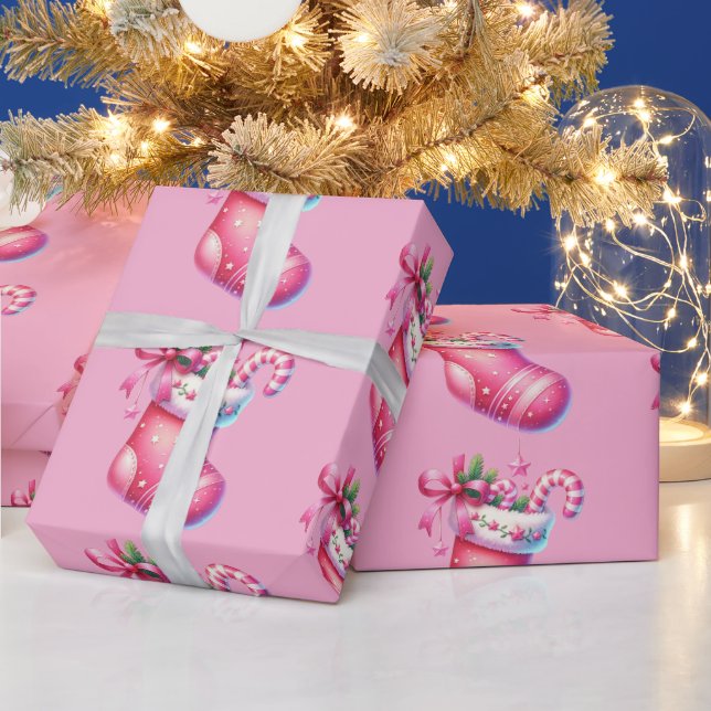 Rosa Strumpf Weihnachten  Geschenkpapier (Feiertage)