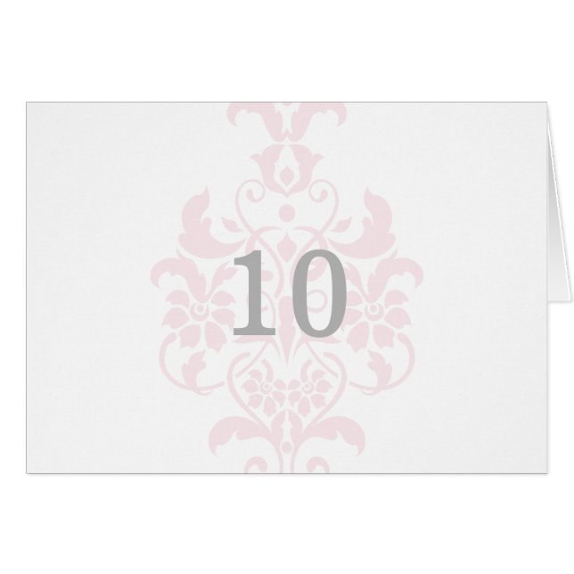 Rosa Subtile Damask Tischnummer (Vorderseite (Horizontal))