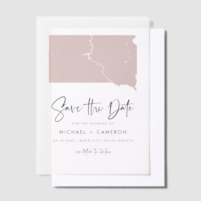 Rosa Süddakota Minimalistisch Save the Date (Versetzt)