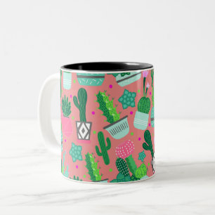 Rosa Südwest-Kaktusmuster Zweifarbige Tasse