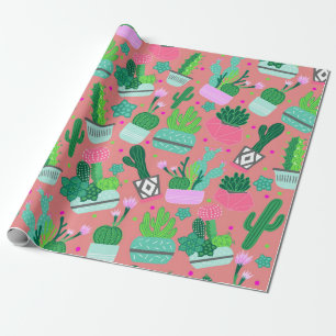 Rosa Südwestkaktus Muster Süß 16 Party Geschenkpapier