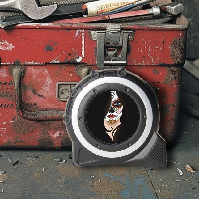 Rosa Sugar Skull Portrait Maßband (Von Creator hochgeladen)