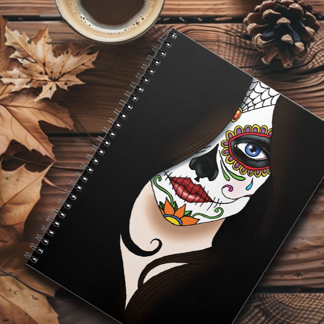 Rosa Sugar Skull Portrait Notizblock (Von Creator hochgeladen)