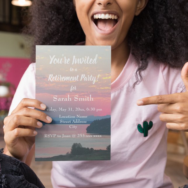 Rosa Sunset Foto Retirement Partys Einladung (In Situ)