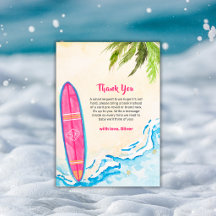 Rosa Surfbrett-Plam-Baum-Strand-Baby-Party  