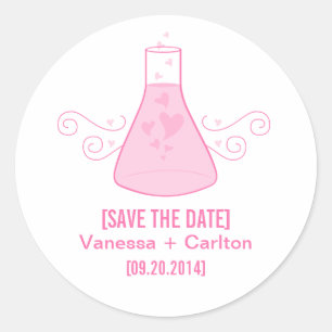 Rosa süße Chemie Save the Date Aufkleber