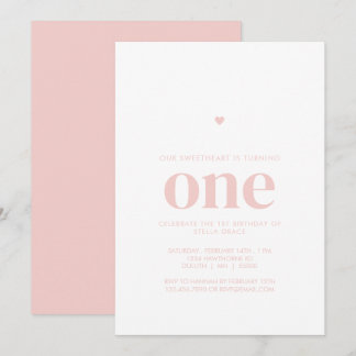 Rosa süße Herzchen zum ersten Geburtstag Einladung