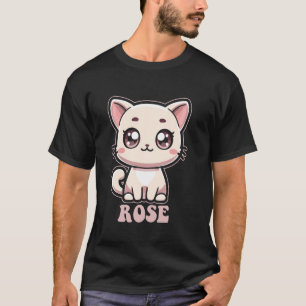 Rosa süße Kitty Katzen-Design für Mädchen Name Ros T-Shirt