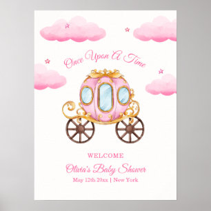 Rosa süße Prinzessinnen-Kutsche Baby Shower Willko Poster