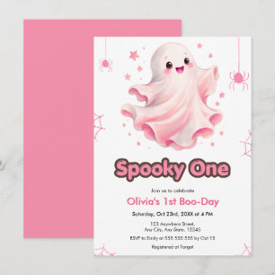 Rosa süßer Geist Gruseliger erster Halloween-Gebur Einladung