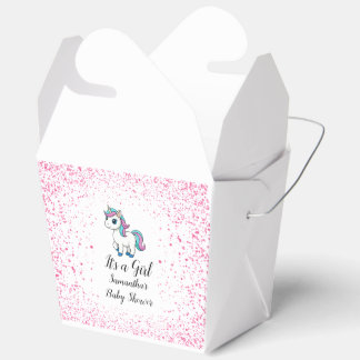 Rosa süßes Wasserfarbe-Einhorn-Baby-Party Geschenkschachtel