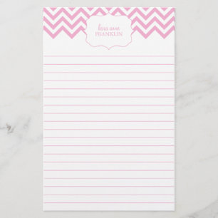 Rosa süßes Zickzack personalisiertes tägliches Briefpapier