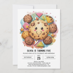 Rosa Süßigkeiten Bearbeitbare Cookies Geburtstag Einladung