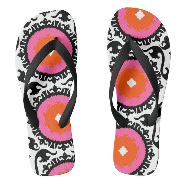 Rosa Suzani Muster Flip Flops (Fußbett)