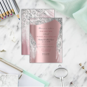 Rosa Sweet 16 Brautkleid Silber Graue Rose Funkeln Einladung