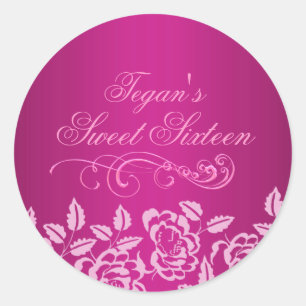 Rosa Sweet 16 Umschlag Aufkleber/Siegel Runder Aufkleber
