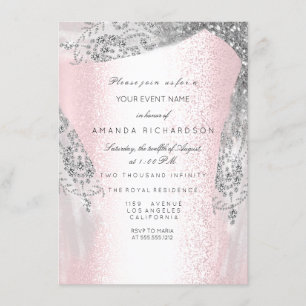 Rosa Sweet 16th Brautkleid Silber Grau Diamant Kle Einladung