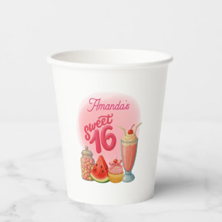 Rosa Sweet Sixteen-Papierbecher Pappbecher
