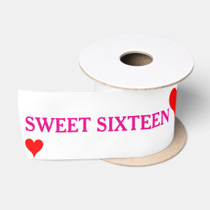 Rosa Sweet Sixteen rote Herzen  Satinband