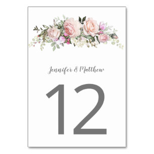 Rosa Sweetheart-Rosen Aquarell-Blumen   Tischnummer