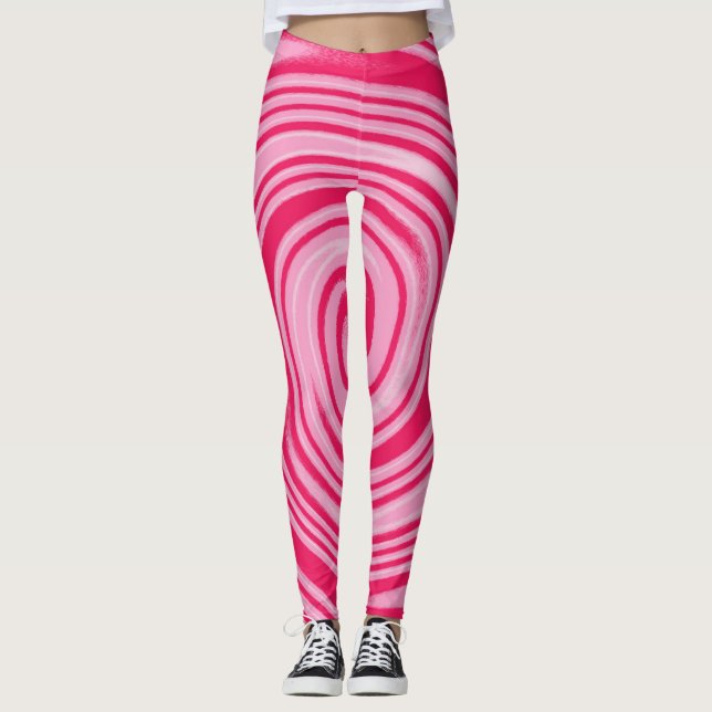 Rosa Swirbelmuster Leggings (Vorderseite)