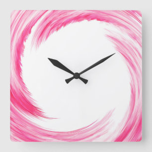 Rosa Swirl Abstrakte Kunst Quadratische Wanduhr