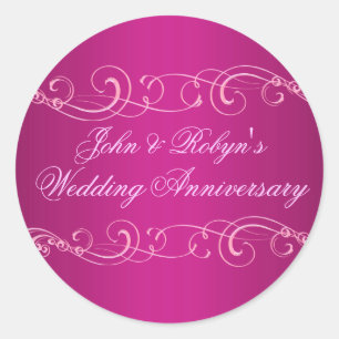 Rosa Swirl Hochzeitsticker Runder Aufkleber