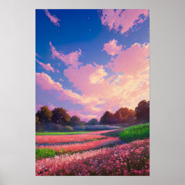 Rosa Symphonie auf der Wiese Poster