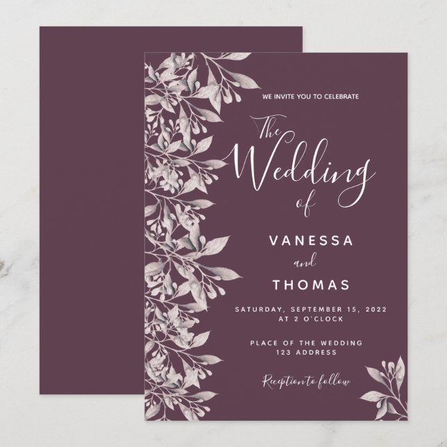 Rosa-Syndrom-Hochzeit Einladung (Vorne/Hinten)