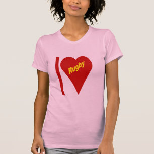 Rosa T-Shirt für Frauen I LOVE RUGBY