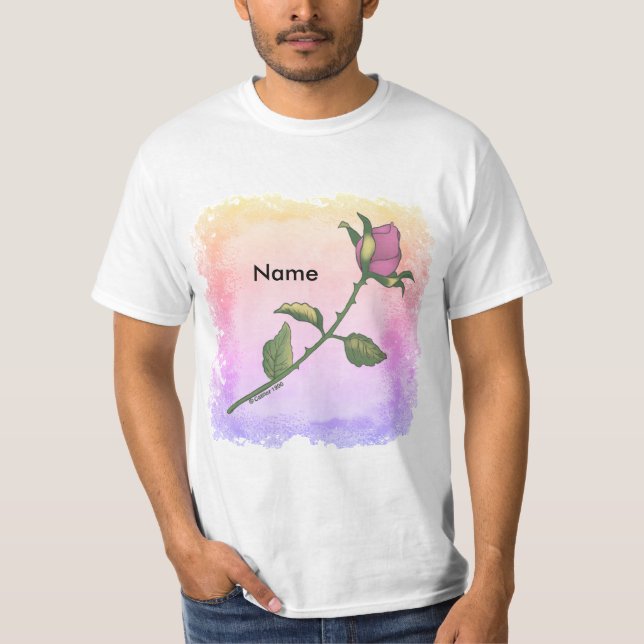 Rosa T-Shirt mit Rose (Vorderseite)