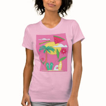 Rosa T-Shirt mit tropischem Sommerfrucht-Motiv
