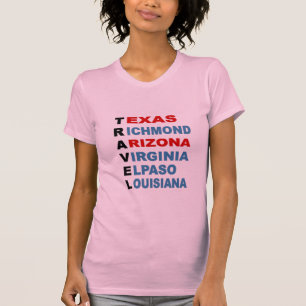 Rosa T-Shirt TRAVEL USA