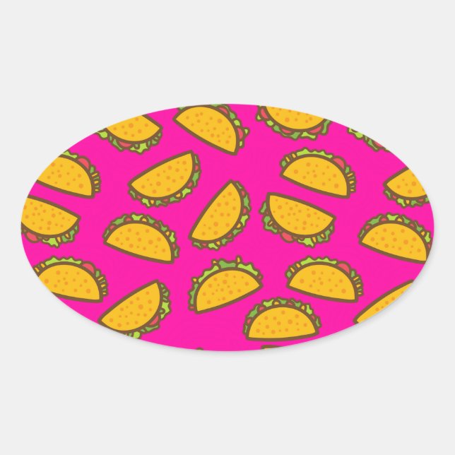 Rosa Tacos Ovaler Aufkleber (Vorderseite)
