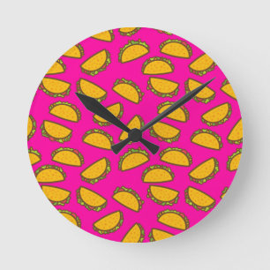 Rosa Tacos Runde Wanduhr