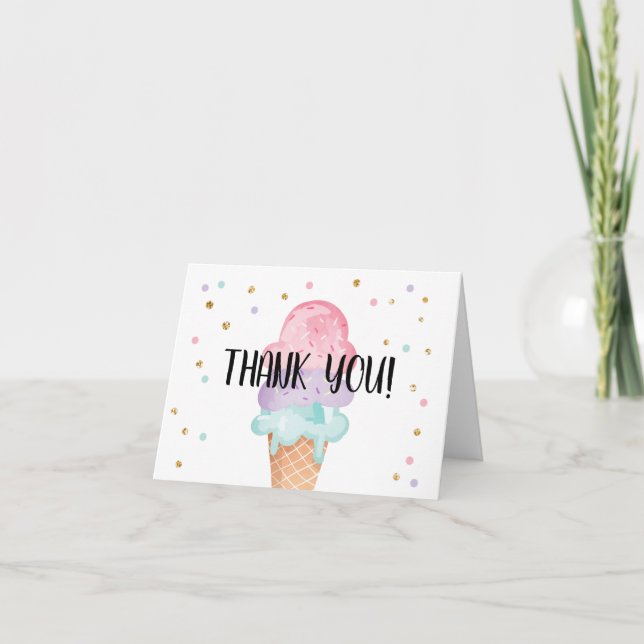 Rosa tadelloser EistüteConfetti danken Ihnen zu Dankeskarte (Vorderseite)