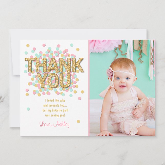 Rosa tadelloser GoldGlitzer-Geburtstag danken Dankeskarte (Vorderseite)