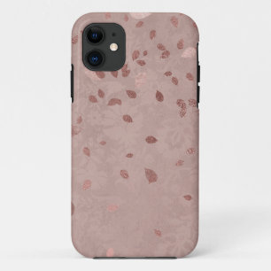 Rosa Tan Brown Shiny Gold Elegante Random-Blätter Case-Mate iPhone Hülle