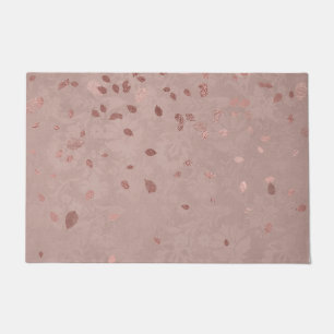 Rosa Tan Brown Shiny Gold Elegante Random-Blätter Fußmatte