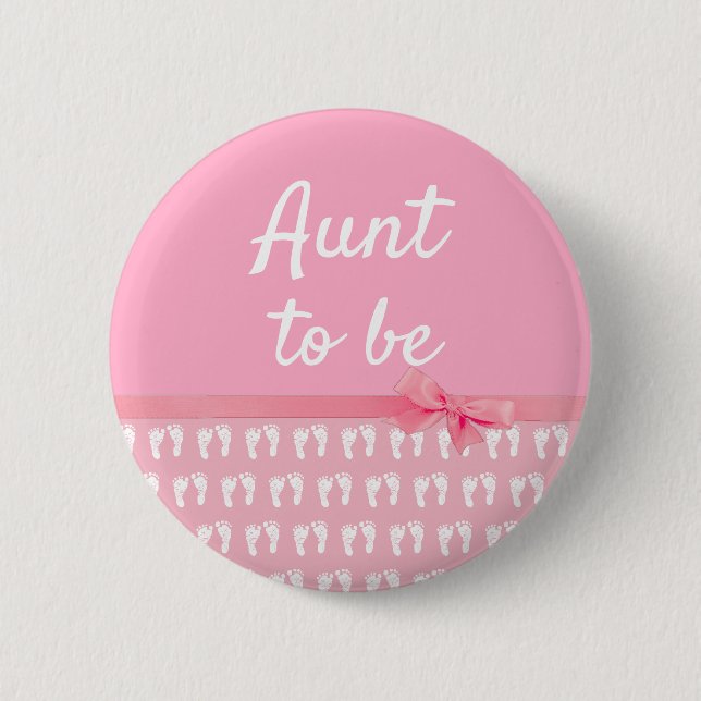 Rosa Tante to be Footprints Baby Shooter Button (Vorderseite)