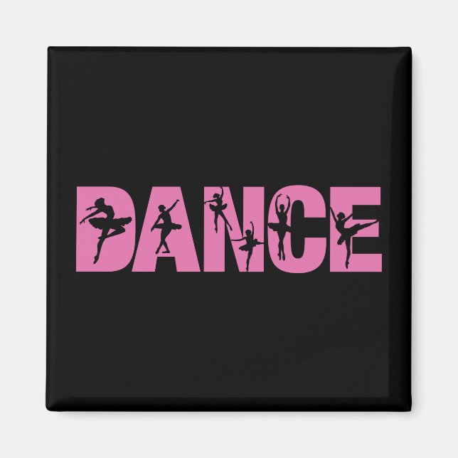 Rosa Tanz mit Ballerina Cutouts Magnet (Vorne)