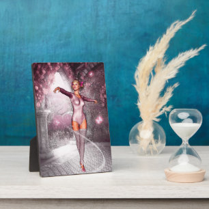 Rosa tanzende Ballerina und schöne Schmetterlinge Fotoplatte