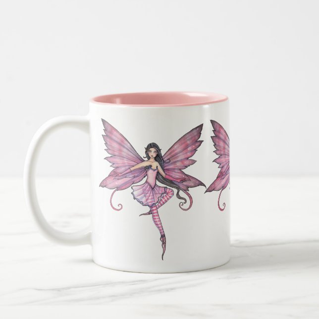 Rosa tanzende Feen-Tasse Zweifarbige Tasse (Links)